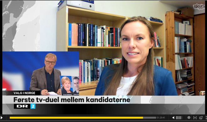 Bildet viser forsker Signe Bock Segaard live på den danske rikskanalen DR2. Skjermdump fra www.dr.dk/tv.