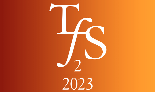 logo på oransj bakgrunn med bokstavene TfS og tallet 2 og 2023 under