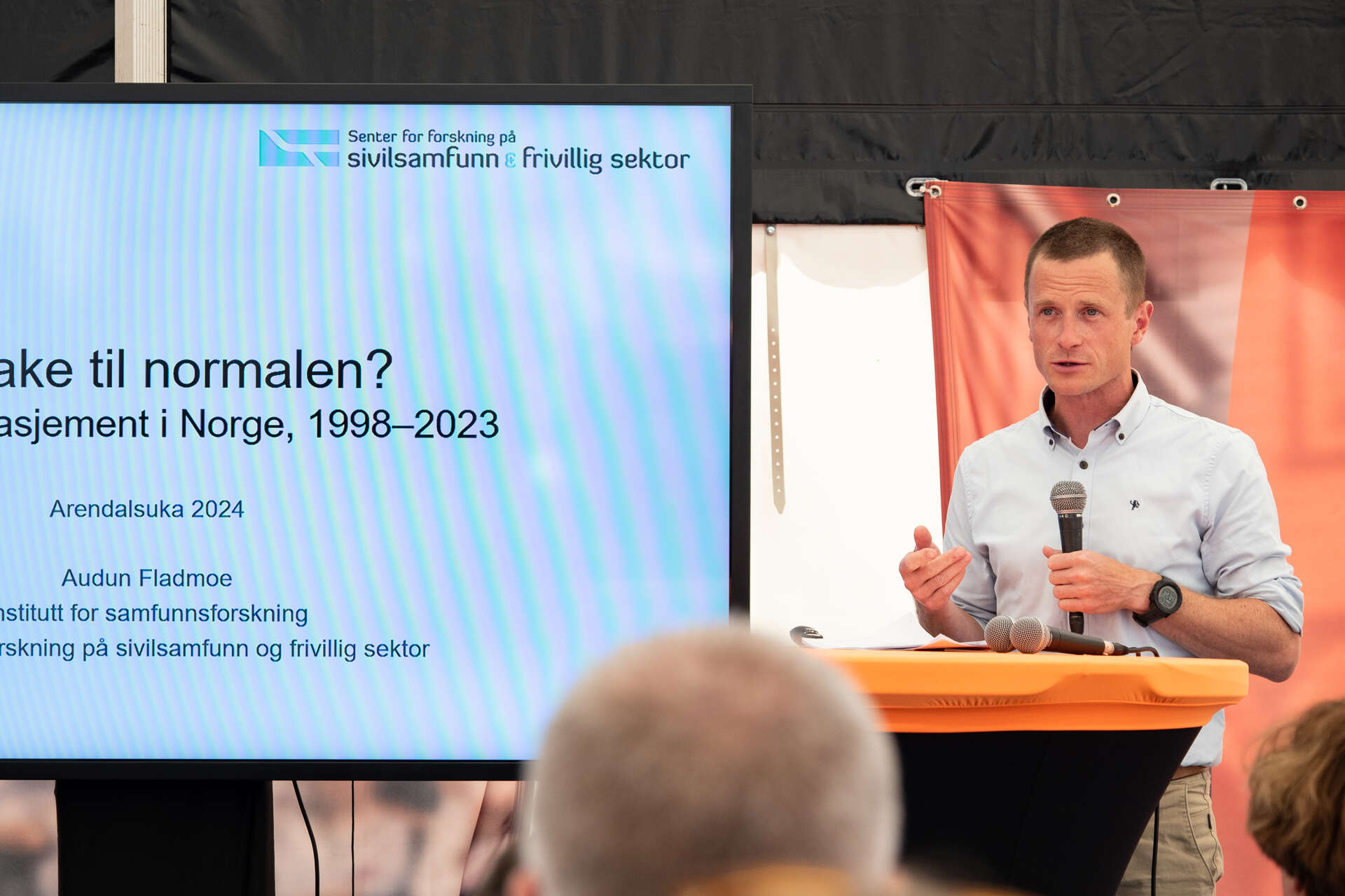 Bilde av forskerpresentasjon fra Arendalsuka 2024