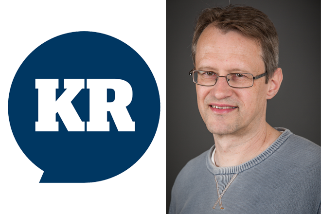kollasj med logo til kommunal rapport og kronikkforfatter jo saglie