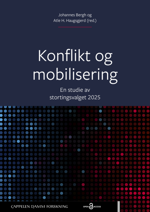 Illustrasjon av forsiden av boken Konflikt og mobilisering. En studie av stortingsvalget 2025