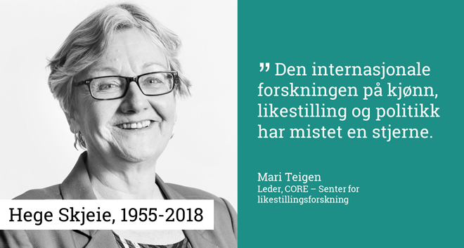 Hege Skjeie med sitat fra Mari Teigen